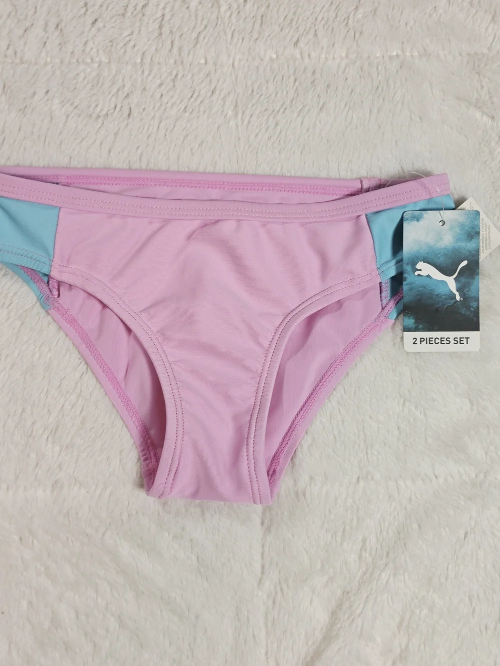 Puma Kids Two-Tone Pink and Light Blue Bikini Bottoms(SW300-12)